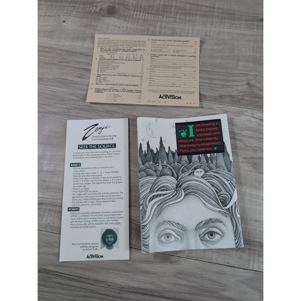 Zenji Commodore 64, 1984 Activision Video Game ( BOX And MANUALS ONLY )